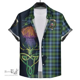 Scottish MacNeil of Barra Ancient Clan Tartan Crest with Thistle and Scotland Map Tartan Plaid Shirt Scottish Plaid Tartan Plaid - ScotsTee - scotstee.com