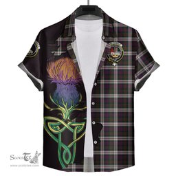 Scottish MacDonald Dress Clan Tartan Crest with Thistle and Scotland Map Tartan Plaid Shirt Scottish Plaid Tartan Plaid - ScotsTee - scotstee.com