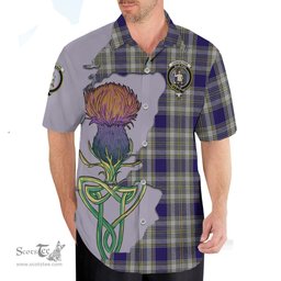Scottish Livingston Dress Clan Tartan Crest with Thistle and Scotland Map Tartan Plaid Shirt Scottish Plaid Tartan Plaid - ScotsTee - scotstee.com