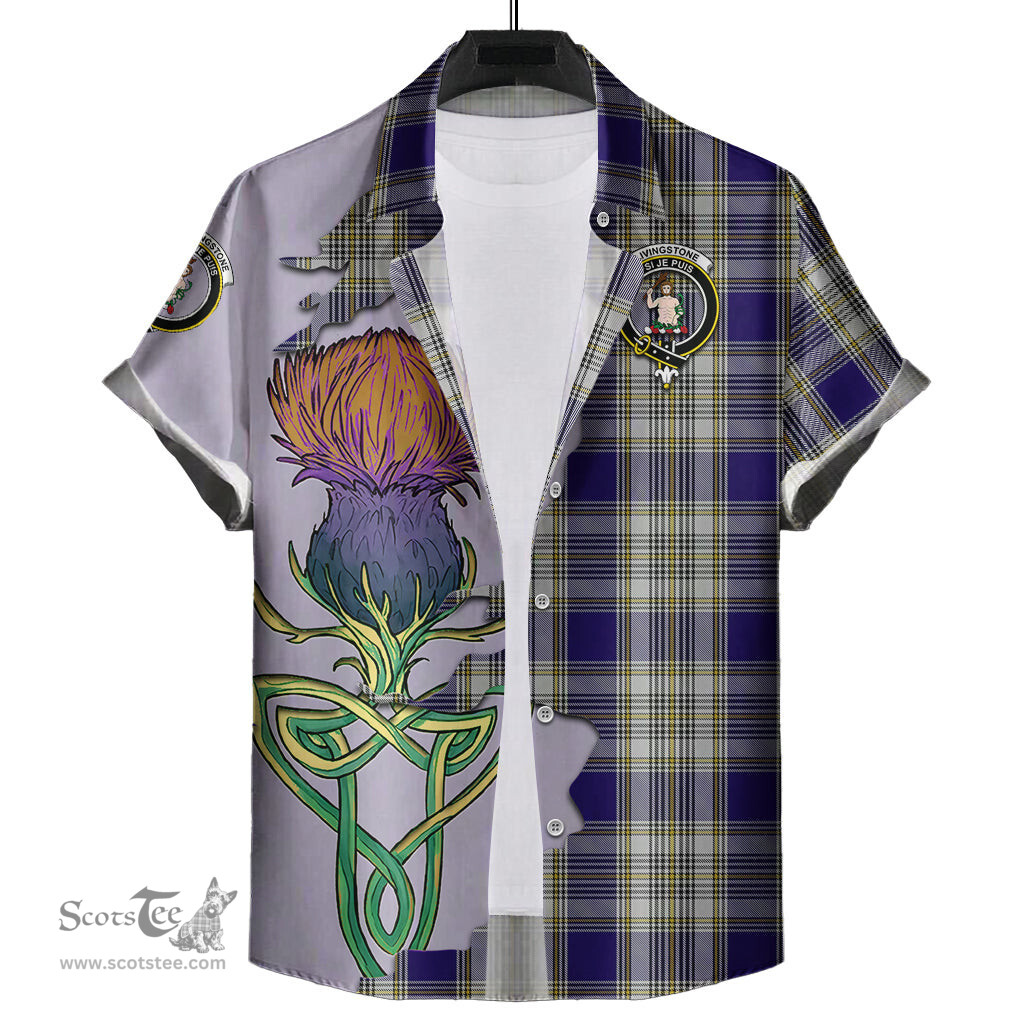 Scottish Livingston Dress Clan Tartan Crest with Thistle and Scotland Map Tartan Plaid Shirt Scottish Plaid Tartan Plaid - ScotsTee - scotstee.com