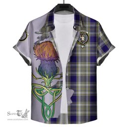 Scottish Livingston Dress Clan Tartan Crest with Thistle and Scotland Map Tartan Plaid Shirt Scottish Plaid Tartan Plaid - ScotsTee - scotstee.com