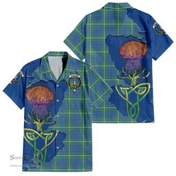 Scottish MacIntyre Hunting Ancient Clan Tartan Crest with Thistle and Scotland Map Tartan Plaid Shirt Scottish Plaid Tartan Plaid - ScotsTee - scotstee.com