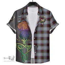 Scottish MacDonald Dress Ancient Clan Tartan Crest with Thistle and Scotland Map Tartan Plaid Shirt Scottish Plaid Tartan Plaid - ScotsTee - scotstee.com