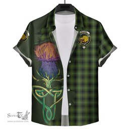 Scottish MacIver Hunting Clan Tartan Crest with Thistle and Scotland Map Tartan Plaid Shirt Scottish Plaid Tartan Plaid - ScotsTee - scotstee.com