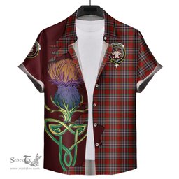 Scottish MacFarlane Red Clan Tartan Crest with Thistle and Scotland Map Tartan Plaid Shirt Scottish Plaid Tartan Plaid - ScotsTee - scotstee.com