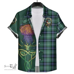 Scottish MacDonald of the Isles Hunting Ancient Clan Tartan Crest with Thistle and Scotland Map Tartan Plaid Shirt Scottish Plaid Tartan Plaid - ScotsTee - scotstee.com