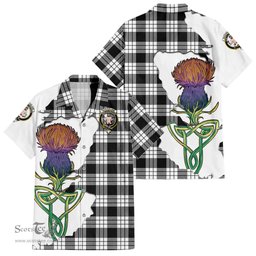 Scottish MacFarlane Black White Clan Tartan Crest with Thistle and Scotland Map Tartan Plaid Shirt Scottish Plaid Tartan Plaid - ScotsTee - scotstee.com
