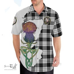 Scottish MacFarlane Black White Clan Tartan Crest with Thistle and Scotland Map Tartan Plaid Shirt Scottish Plaid Tartan Plaid - ScotsTee - scotstee.com