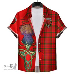 Scottish MacDonell of Keppoch Modern Clan Tartan Crest with Thistle and Scotland Map Tartan Plaid Shirt Scottish Plaid Tartan Plaid - ScotsTee - scotstee.com