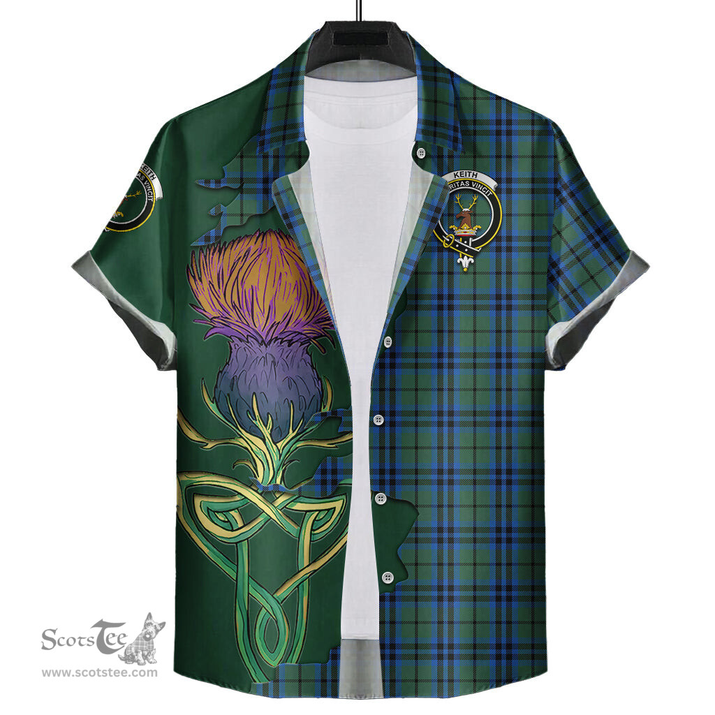 Scottish Keith Clan Tartan Crest with Thistle and Scotland Map Tartan Plaid Shirt Scottish Plaid Tartan Plaid - ScotsTee - scotstee.com