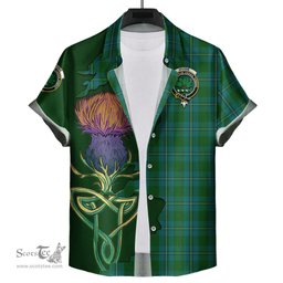 Scottish Irvine of Bonshaw Clan Tartan Crest with Thistle and Scotland Map Tartan Plaid Shirt Scottish Plaid Tartan Plaid - ScotsTee - scotstee.com
