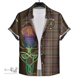 Scottish MacIntyre Hunting Weathered Clan Tartan Crest with Thistle and Scotland Map Tartan Plaid Shirt Scottish Plaid Tartan Plaid - ScotsTee - scotstee.com