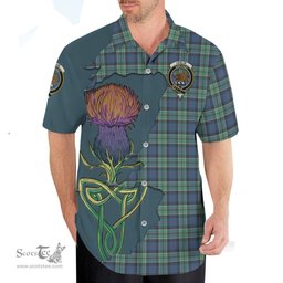 Scottish Leslie Hunting Ancient Clan Tartan Crest with Thistle and Scotland Map Tartan Plaid Shirt Scottish Plaid Tartan Plaid - ScotsTee - scotstee.com