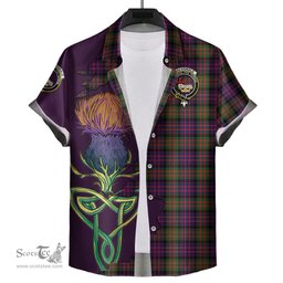 Scottish MacDonald Modern Clan Tartan Crest with Thistle and Scotland Map Tartan Plaid Shirt Scottish Plaid Tartan Plaid - ScotsTee - scotstee.com