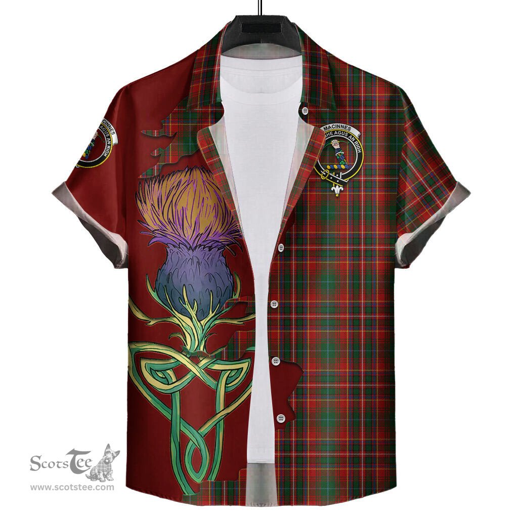 Scottish MacInnes Hastie Clan Tartan Crest with Thistle and Scotland Map Tartan Plaid Shirt Scottish Plaid Tartan Plaid - ScotsTee - scotstee.com