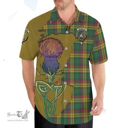 Scottish MacMillan Old Ancient Clan Tartan Crest with Thistle and Scotland Map Tartan Plaid Shirt Scottish Plaid Tartan Plaid - ScotsTee - scotstee.com