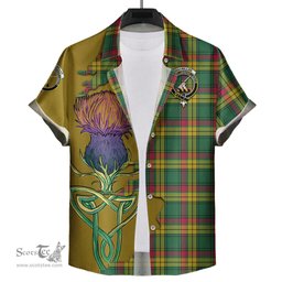 Scottish MacMillan Old Ancient Clan Tartan Crest with Thistle and Scotland Map Tartan Plaid Shirt Scottish Plaid Tartan Plaid - ScotsTee - scotstee.com