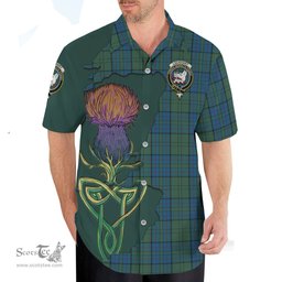 Scottish Lockhart Clan Tartan Crest with Thistle and Scotland Map Tartan Plaid Shirt Scottish Plaid Tartan Plaid - ScotsTee - scotstee.com