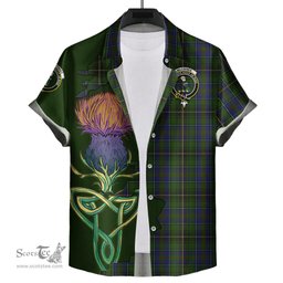 Scottish MacInnes Clan Tartan Crest with Thistle and Scotland Map Tartan Plaid Shirt Scottish Plaid Tartan Plaid - ScotsTee - scotstee.com