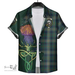 Scottish Kennedy Modern Clan Tartan Crest with Thistle and Scotland Map Tartan Plaid Shirt Scottish Plaid Tartan Plaid - ScotsTee - scotstee.com