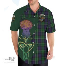 Scottish Leslie Hunting Clan Tartan Crest with Thistle and Scotland Map Tartan Plaid Shirt Scottish Plaid Tartan Plaid - ScotsTee - scotstee.com
