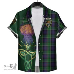 Scottish Leslie Hunting Clan Tartan Crest with Thistle and Scotland Map Tartan Plaid Shirt Scottish Plaid Tartan Plaid - ScotsTee - scotstee.com