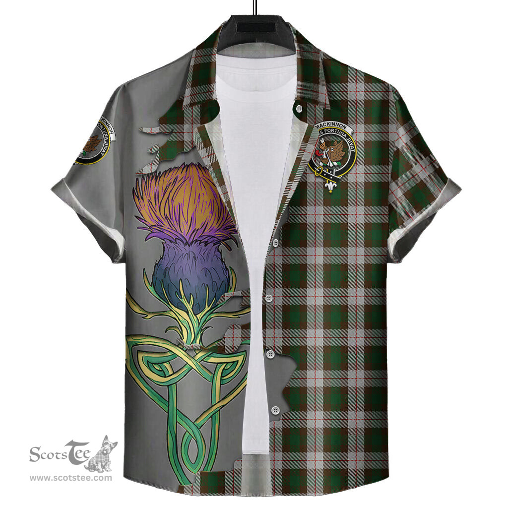 Scottish MacKinnon Dress Clan Tartan Crest with Thistle and Scotland Map Tartan Plaid Shirt Scottish Plaid Tartan Plaid - ScotsTee - scotstee.com
