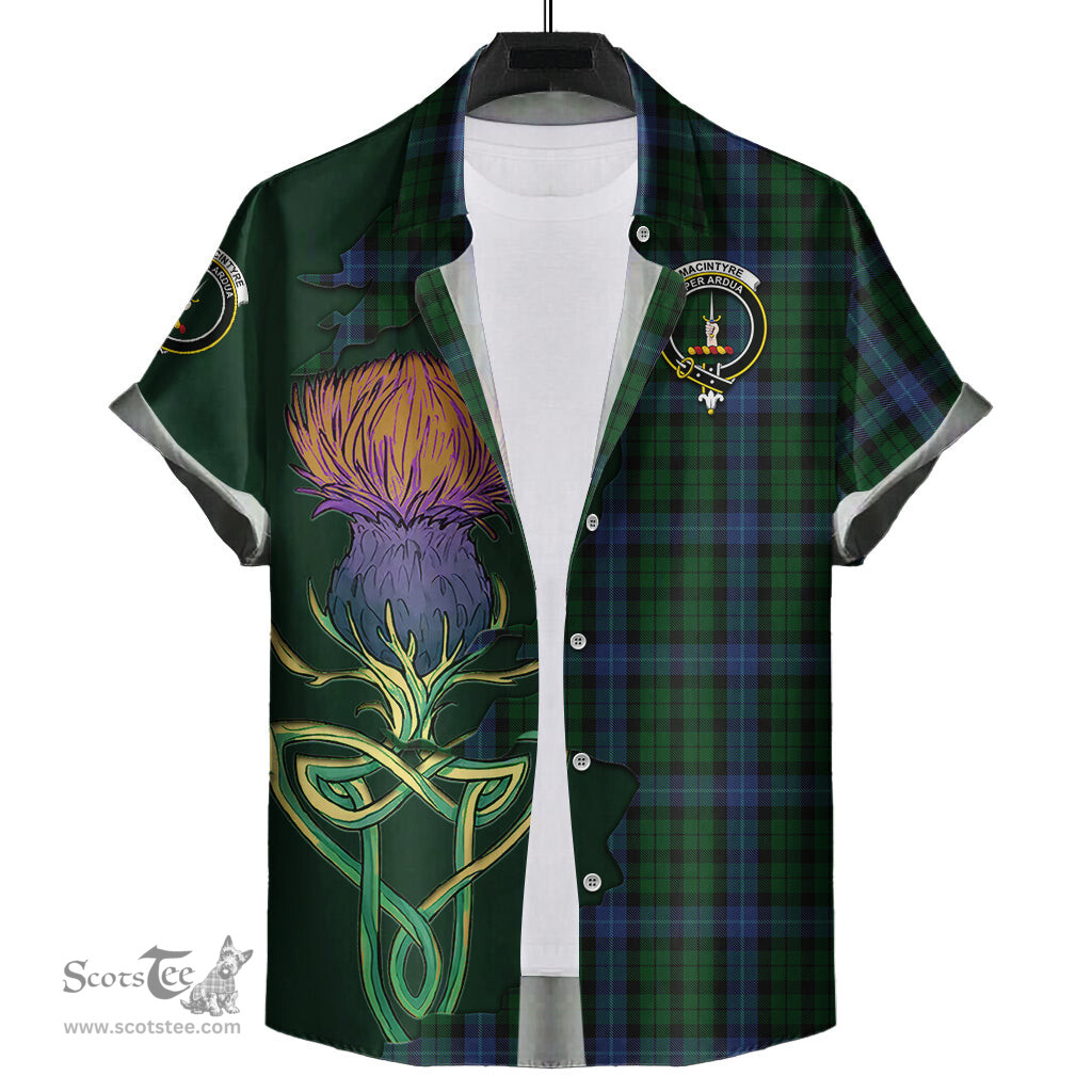 Scottish MacIntyre Clan Tartan Crest with Thistle and Scotland Map Tartan Plaid Shirt Scottish Plaid Tartan Plaid - ScotsTee - scotstee.com