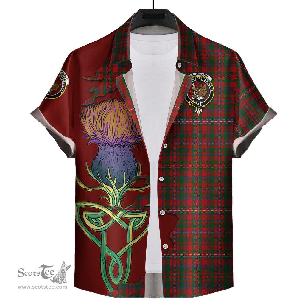 Scottish MacKinnon Clan Tartan Crest with Thistle and Scotland Map Tartan Plaid Shirt Scottish Plaid Tartan Plaid - ScotsTee - scotstee.com