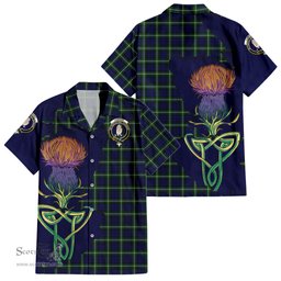 Scottish Lamont Modern Clan Tartan Crest with Thistle and Scotland Map Tartan Plaid Shirt Scottish Plaid Tartan Plaid - ScotsTee - scotstee.com
