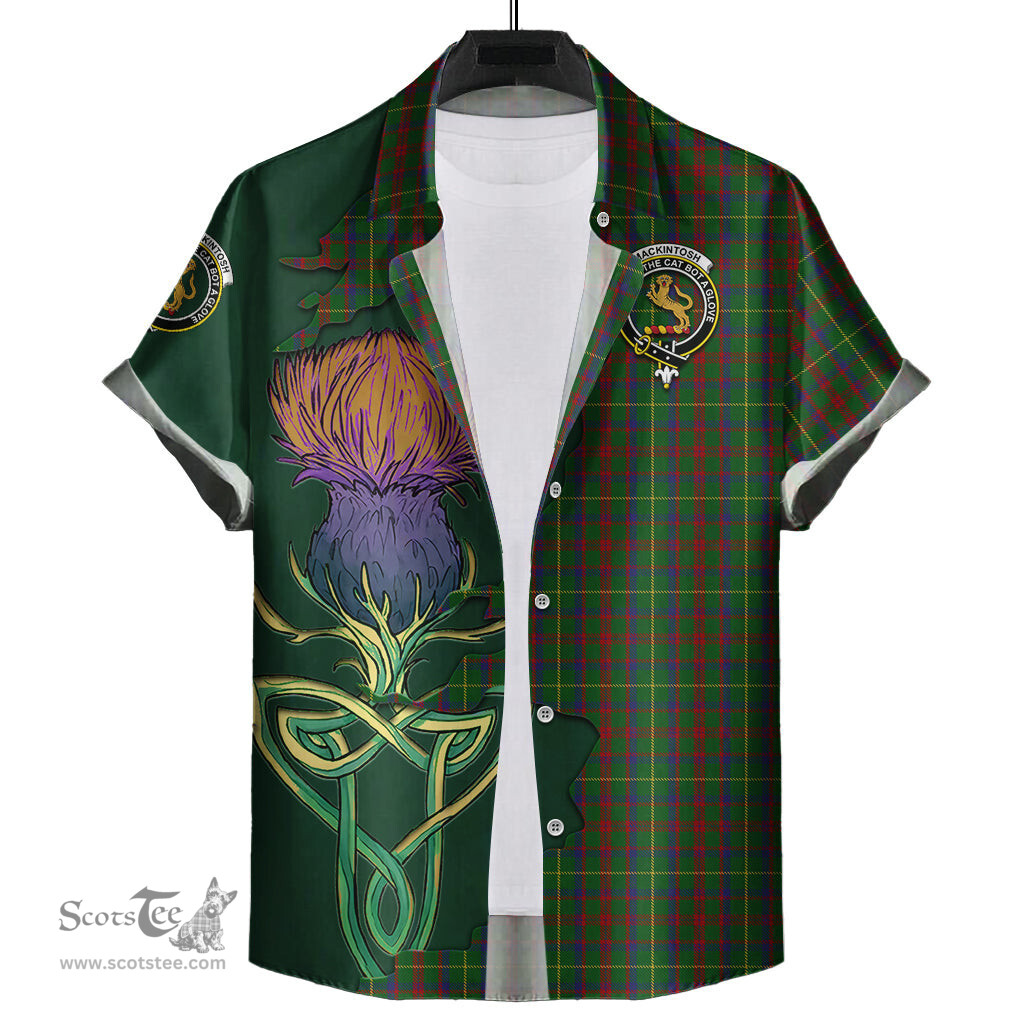 Scottish MacKintosh Hunting Clan Tartan Crest with Thistle and Scotland Map Tartan Plaid Shirt Scottish Plaid Tartan Plaid - ScotsTee - scotstee.com