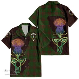Scottish MacAlister of Glenbarr Hunting Clan Tartan Crest with Thistle and Scotland Map Tartan Plaid Shirt Scottish Plaid Tartan Plaid - ScotsTee - scotstee.com