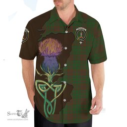 Scottish MacAlister of Glenbarr Hunting Clan Tartan Crest with Thistle and Scotland Map Tartan Plaid Shirt Scottish Plaid Tartan Plaid - ScotsTee - scotstee.com