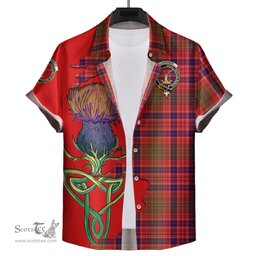 Scottish Lumsden Modern Clan Tartan Crest with Thistle and Scotland Map Tartan Plaid Shirt Scottish Plaid Tartan Plaid - ScotsTee - scotstee.com