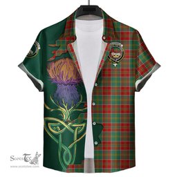 Scottish MacDonald of Kingsburgh Clan Tartan Crest with Thistle and Scotland Map Tartan Plaid Shirt Scottish Plaid Tartan Plaid - ScotsTee - scotstee.com