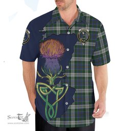 Scottish MacInnes Dress Clan Tartan Crest with Thistle and Scotland Map Tartan Plaid Shirt Scottish Plaid Tartan Plaid - ScotsTee - scotstee.com
