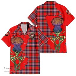 Scottish MacFarlane Modern Clan Tartan Crest with Thistle and Scotland Map Tartan Plaid Shirt Scottish Plaid Tartan Plaid - ScotsTee - scotstee.com