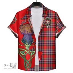 Scottish MacFarlane Modern Clan Tartan Crest with Thistle and Scotland Map Tartan Plaid Shirt Scottish Plaid Tartan Plaid - ScotsTee - scotstee.com