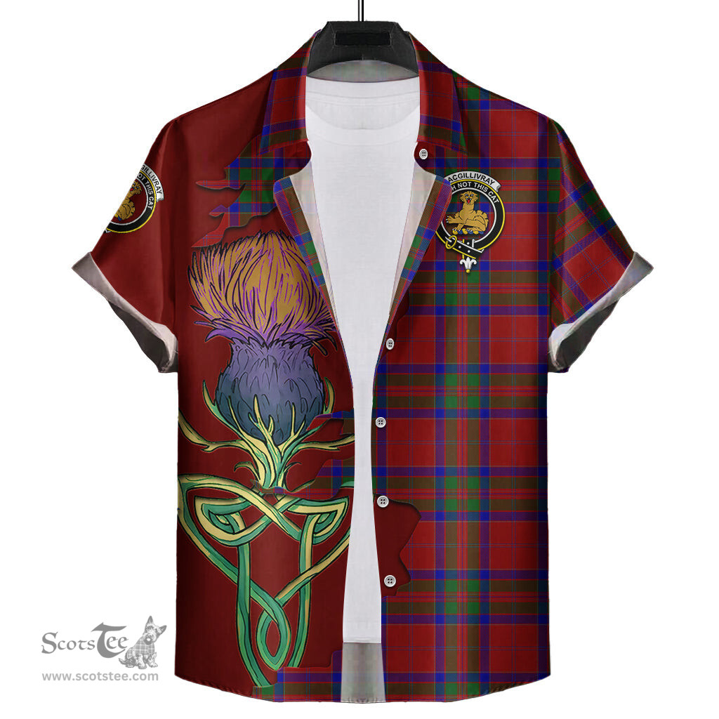 Scottish MacGillivray Clan Tartan Crest with Thistle and Scotland Map Tartan Plaid Shirt Scottish Plaid Tartan Plaid - ScotsTee - scotstee.com