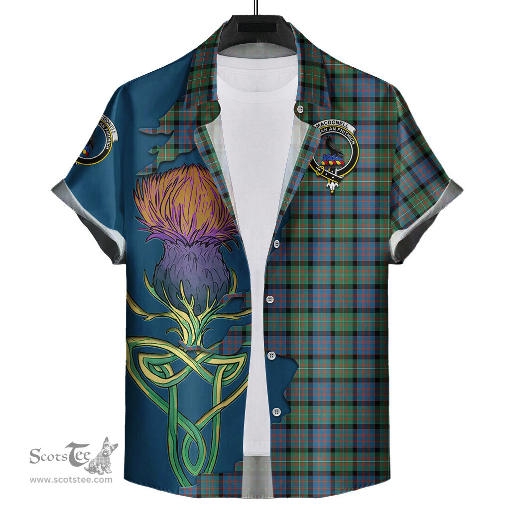 Scottish MacDonell of Glengarry Ancient Clan Tartan Crest with Thistle and Scotland Map Tartan Plaid Shirt Scottish Plaid Tartan Plaid - ScotsTee - scotstee.com