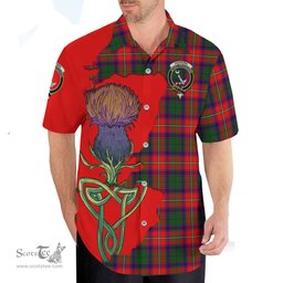 Scottish Hopkirk Clan Tartan Crest with Thistle and Scotland Map Tartan Plaid Shirt Scottish Plaid Tartan Plaid - ScotsTee - scotstee.com
