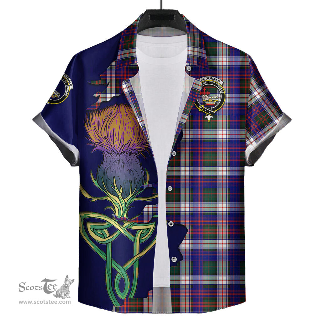 Scottish MacDonald Dress Modern Clan Tartan Crest with Thistle and Scotland Map Tartan Plaid Shirt Scottish Plaid Tartan Plaid - ScotsTee - scotstee.com