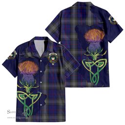 Scottish Kinnaird Clan Tartan Crest with Thistle and Scotland Map Tartan Plaid Shirt Scottish Plaid Tartan Plaid - ScotsTee - scotstee.com