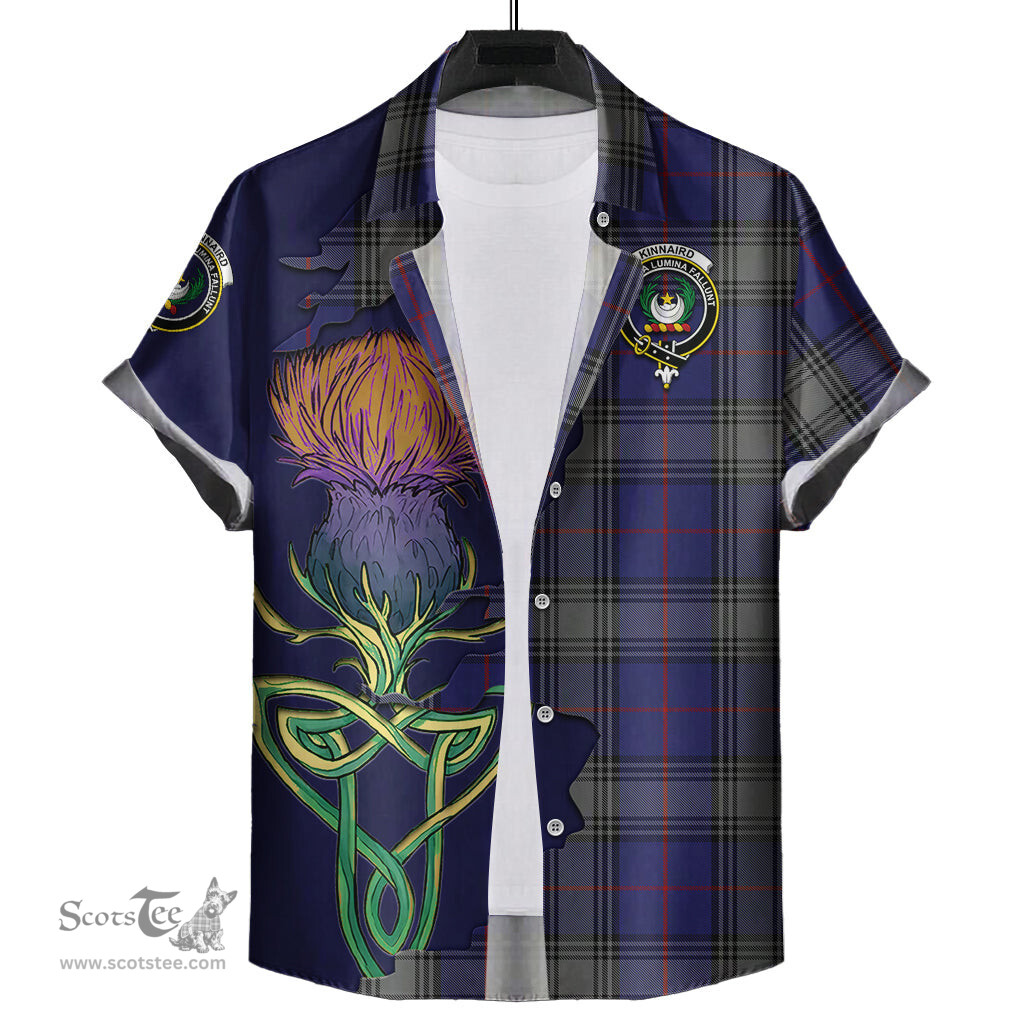 Scottish Kinnaird Clan Tartan Crest with Thistle and Scotland Map Tartan Plaid Shirt Scottish Plaid Tartan Plaid - ScotsTee - scotstee.com