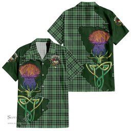 Scottish MacDonald Lord of the Isles Hunting Clan Tartan Crest with Thistle and Scotland Map Tartan Plaid Shirt Scottish Plaid Tartan Plaid - ScotsTee - scotstee.com