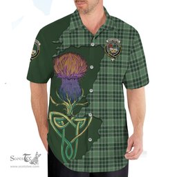 Scottish MacDonald Lord of the Isles Hunting Clan Tartan Crest with Thistle and Scotland Map Tartan Plaid Shirt Scottish Plaid Tartan Plaid - ScotsTee - scotstee.com