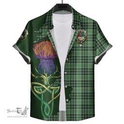 Scottish MacDonald Lord of the Isles Hunting Clan Tartan Crest with Thistle and Scotland Map Tartan Plaid Shirt Scottish Plaid Tartan Plaid - ScotsTee - scotstee.com