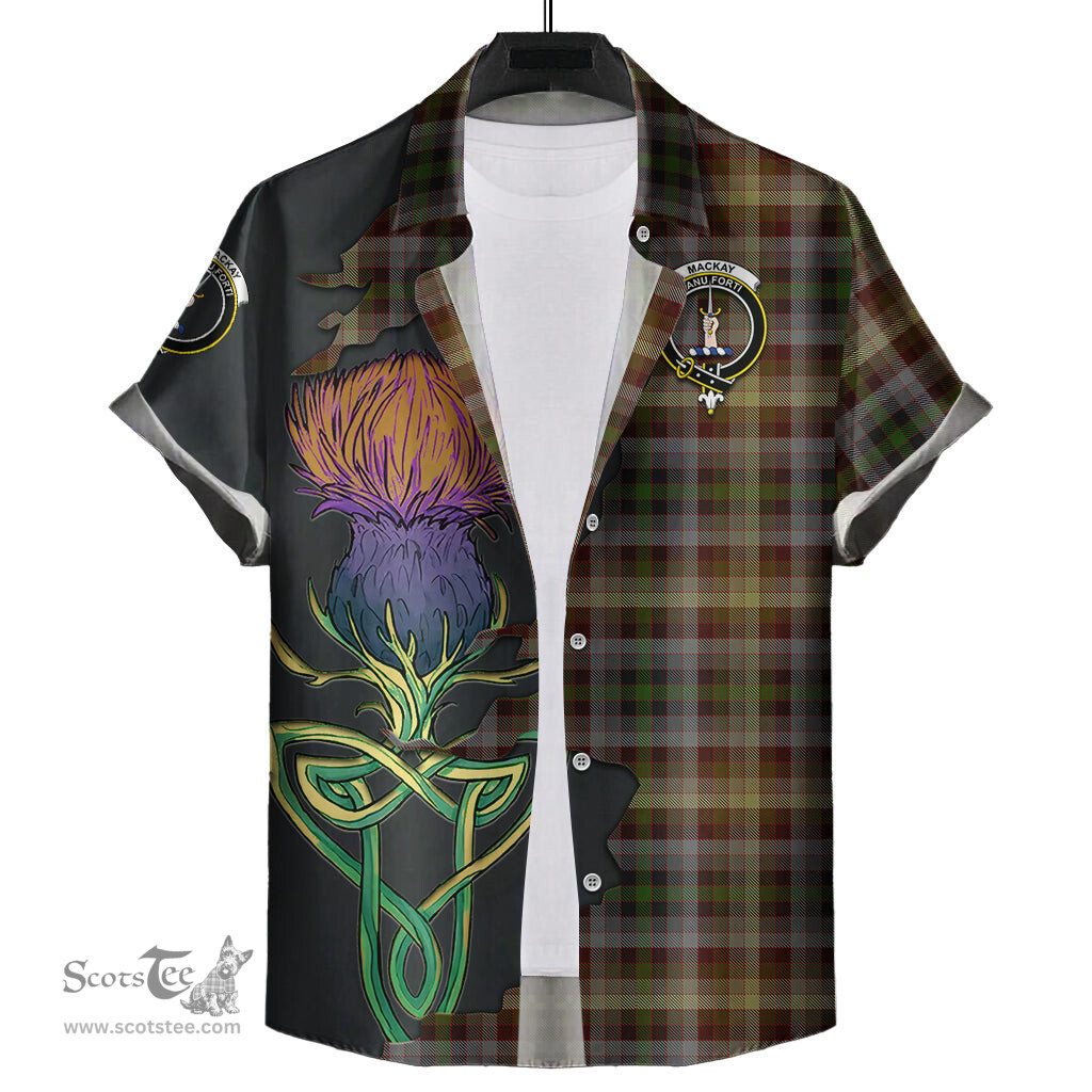 Scottish MacKay of Strathnaver Clan Tartan Crest with Thistle and Scotland Map Tartan Plaid Shirt Scottish Plaid Tartan Plaid - ScotsTee - scotstee.com