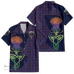 Scottish MacLaine of Lochbuie Clan Tartan Crest with Thistle and Scotland Map Tartan Plaid Shirt Scottish Plaid Tartan Plaid - ScotsTee - scotstee.com