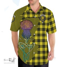 Scottish MacLeod of Lewis Modern Clan Tartan Crest with Thistle and Scotland Map Tartan Plaid Shirt Scottish Plaid Tartan Plaid - ScotsTee - scotstee.com